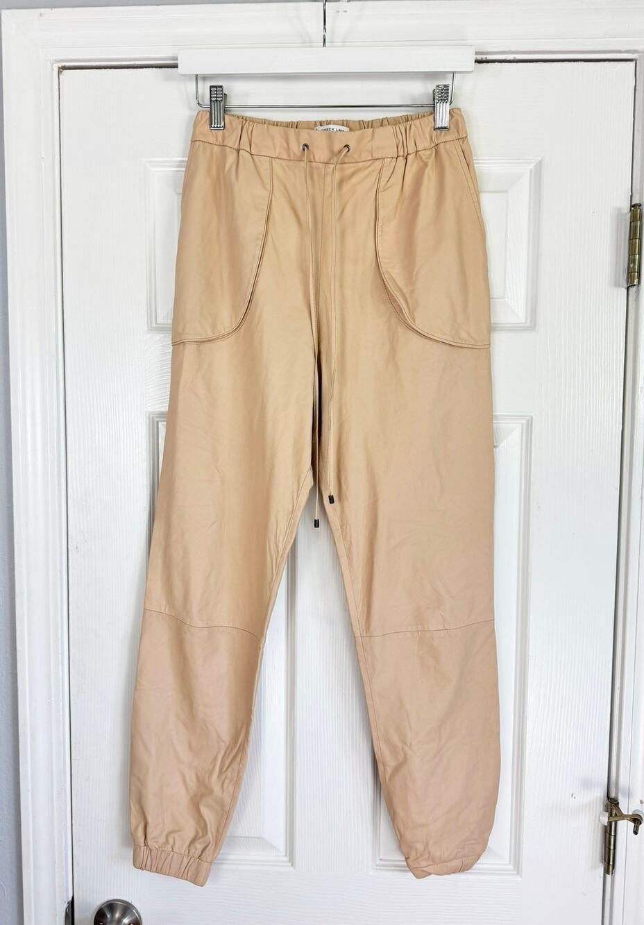 Derek Lam 10 Crosby Tan Leather Joggers Pants 2